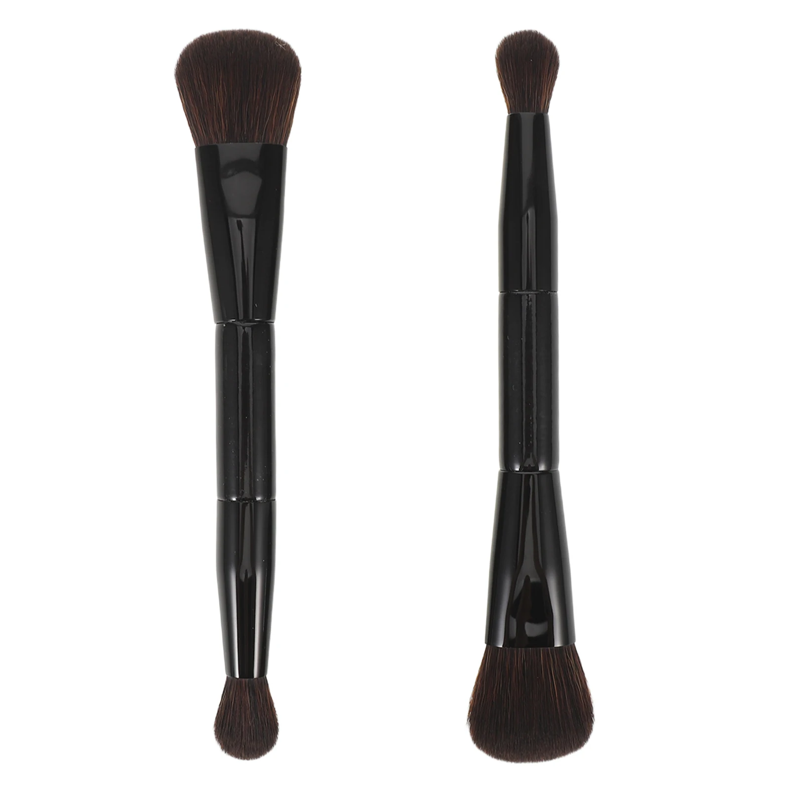 

2pcs Multifunctional Dual Ended Makeup Brush Soft Blush Powder Applicator Portable Small Travel Tool For Contouring