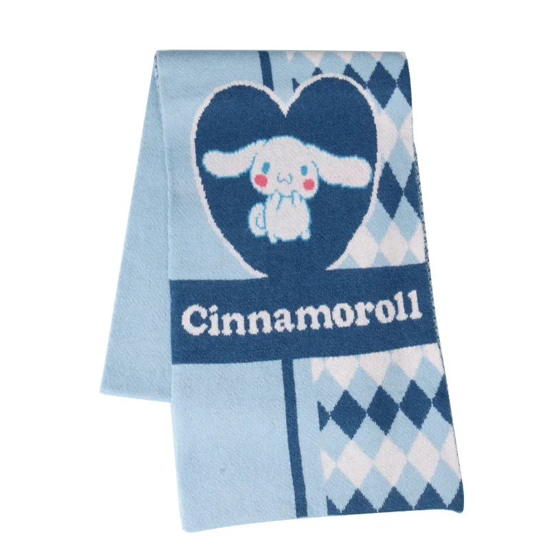 Sanrio Cinnamoroll Knitted Scarf Cartoon Cute Diamond Scarf Fashion Windproof Thickened Warm Winter Women\'s Shawls Scarves Gift