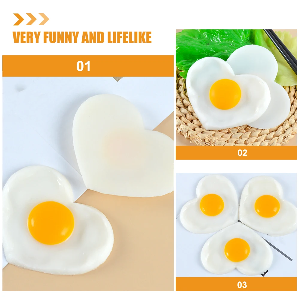 

2 Pcs Simulated Poached Eggs Plastic Artificial Simulation Fried Fake Model Decoration Lifelike Food