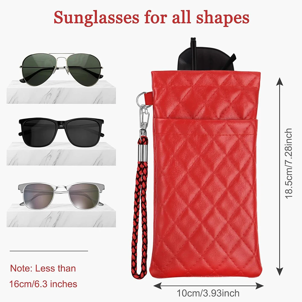 Double-layer Sunglasses Storage Bag Portable Squeeze Eyeglasses Case Box Soft PU Leather Glasses Bag Eyewear Organizer Holder