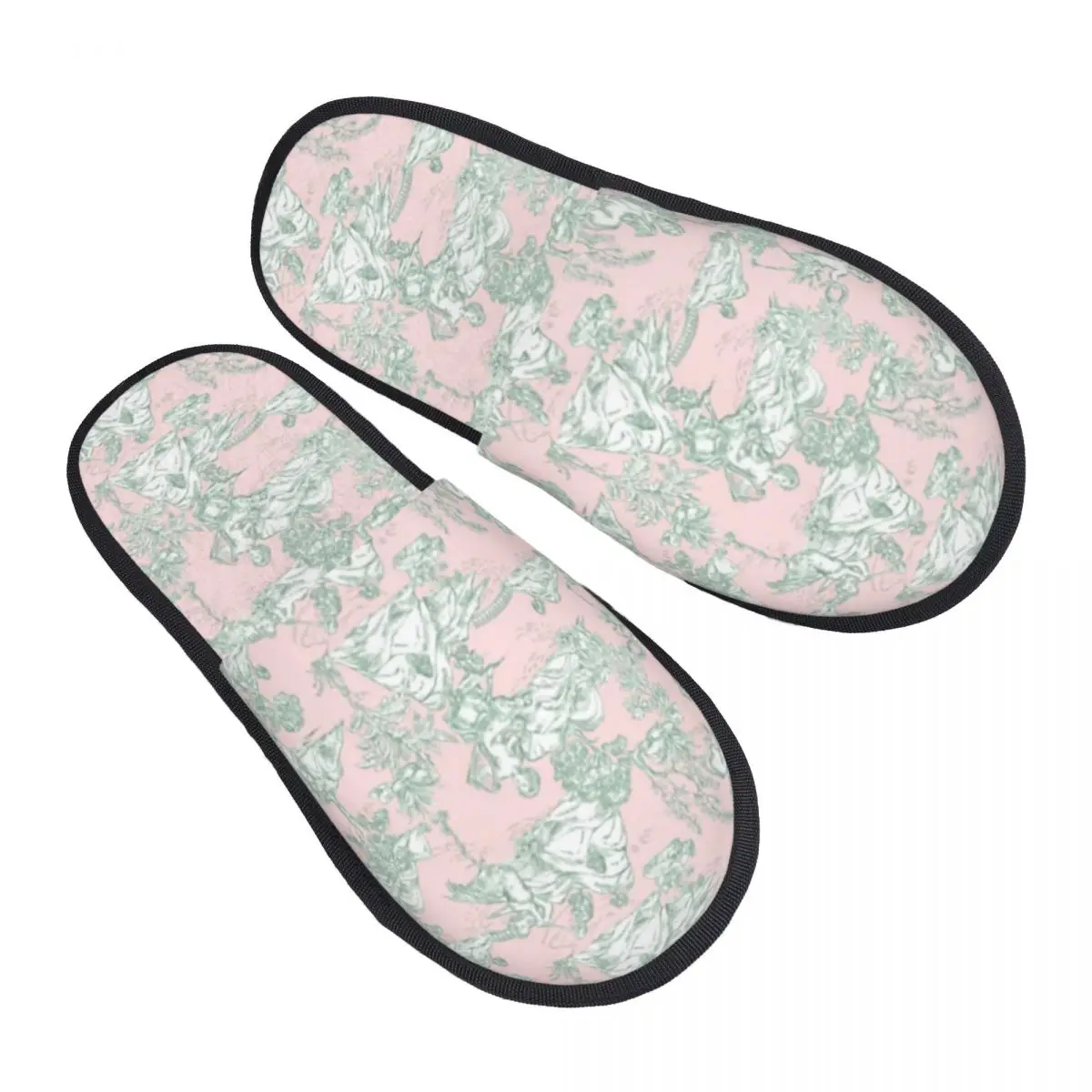 

Custom Toile De Jouy Soft Memory Foam House Slippers Women Comfy Warm Anti-skid Sole Slipper