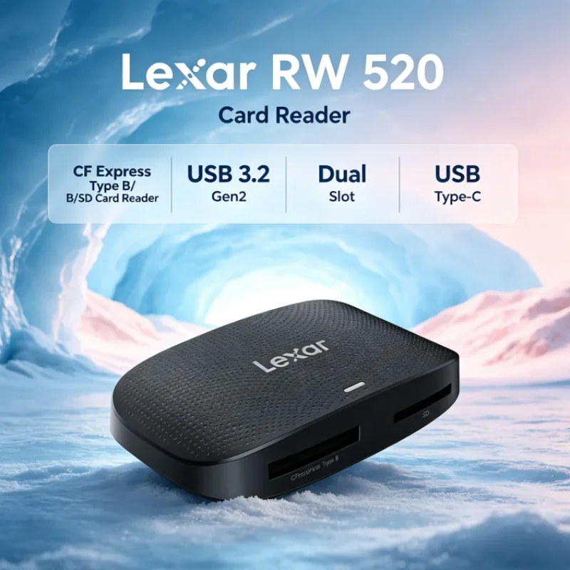Lexar RW520 Memory Card Reader CFexpress Type B SD Card Reader USB 3.2 Gen 2 High Speed USB Type-C for Video Transfer