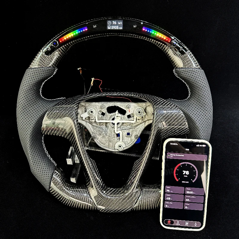 LED Glossy Carbon Fiber Steering Wheel for Mercedes-Benz Smart 451