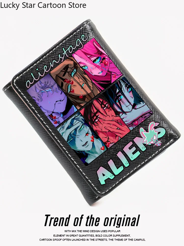 AlienStage Ivan 학생용 삼중 접이식 카드 홀더 소녀 ID 가방 카드 홀더 동전 지갑 여성용 지갑 만화 가방 할로윈 선물