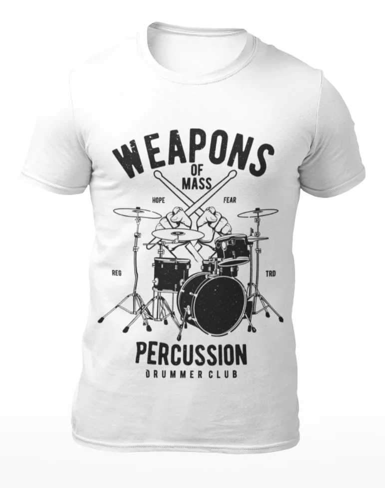 Weapons Of Mass Percussion - Drummer Music Men's T-Shirt - Women's T-Shirt High Quality 100%Cotton Short Sleeve