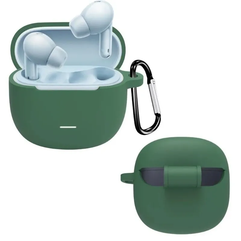 غطاء حماية من السيليكون الناعم لهاتف Redmi Buds 6 Lite سماعة بلوتوث لاسلكية مقاومة للصدمات مع صندوق سماعة رأس بخطاف