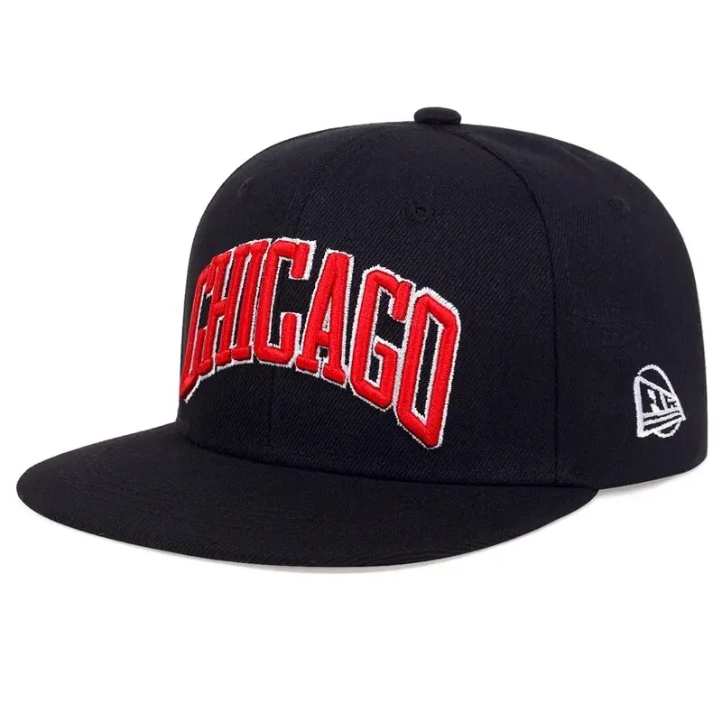 Kapelusze do haftu Unisex CHICAGO Kapelusze Hip-Hopowe Regulowane Czapki Baseballowe Kapelusz