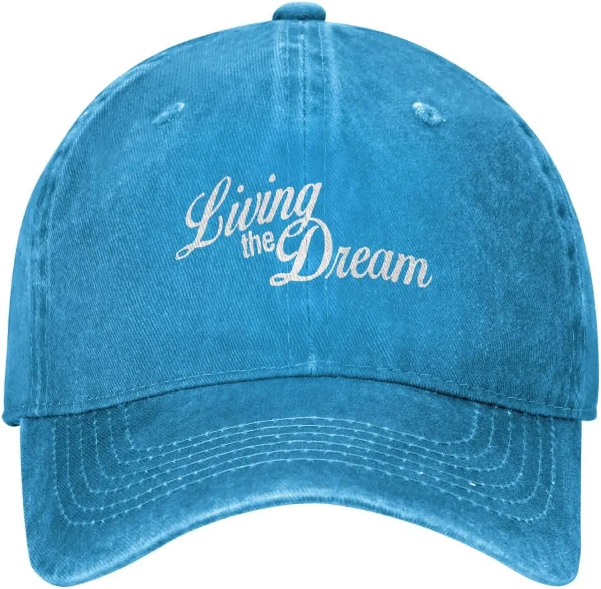 Living The Dream Baseball Cap Washed Cotton Low Profile Graphic Dad Hat Adjustable