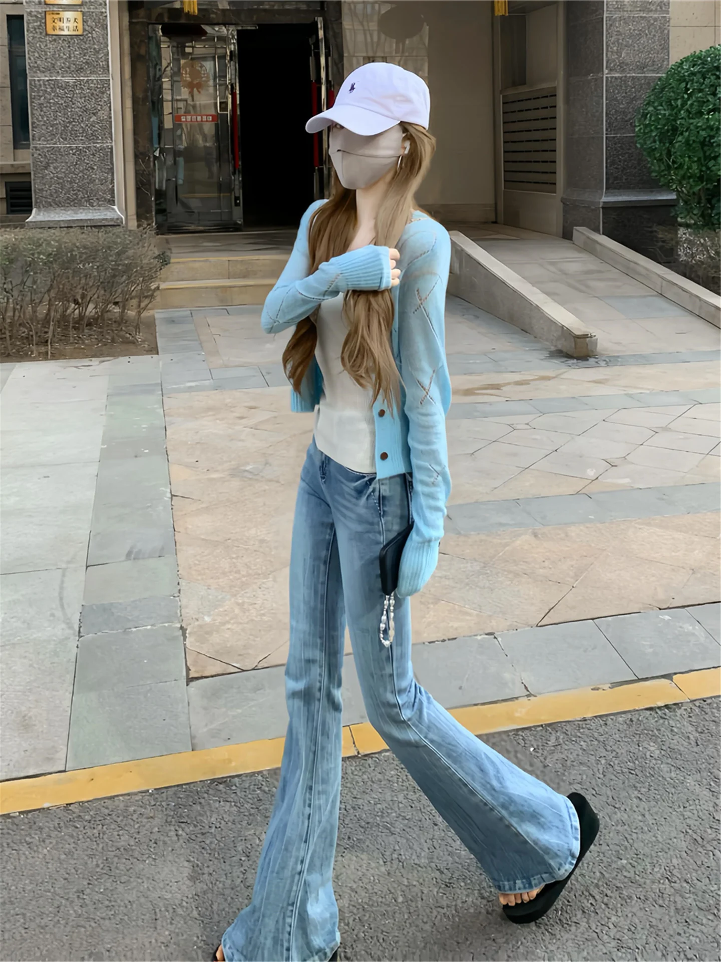 

Low Waist Bell Bottom Denim Jeans Women's Slim Fit Jeans Spring Summer Fashionable Casual Cotton Stretch Pants