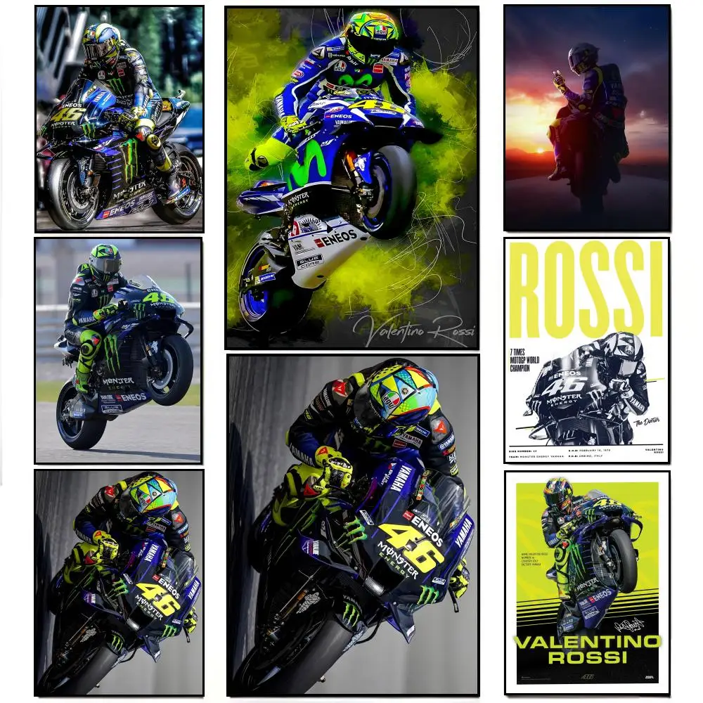 Motorcycle Racer V-Valentino R-Rossies Poster Poster HD  Waterproof Wall Sticker Bar Living Room Decor Gift