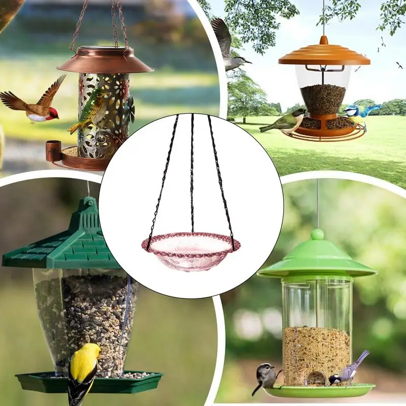 Comedero para baño de pájaros, baños para exteriores, estación de agua de Metal resistente, decorativa para Patio, visualización de vida silvestre, cubierta de balcón