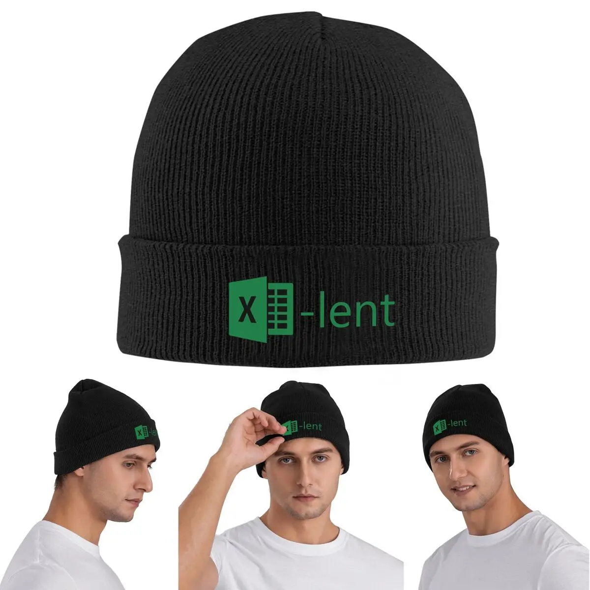 

Теплая вязаная шапка Excel lent, зимняя вязаная шапка с капюшоном, шапочки Skullies, шапки в стиле хип-хоп для унисекс