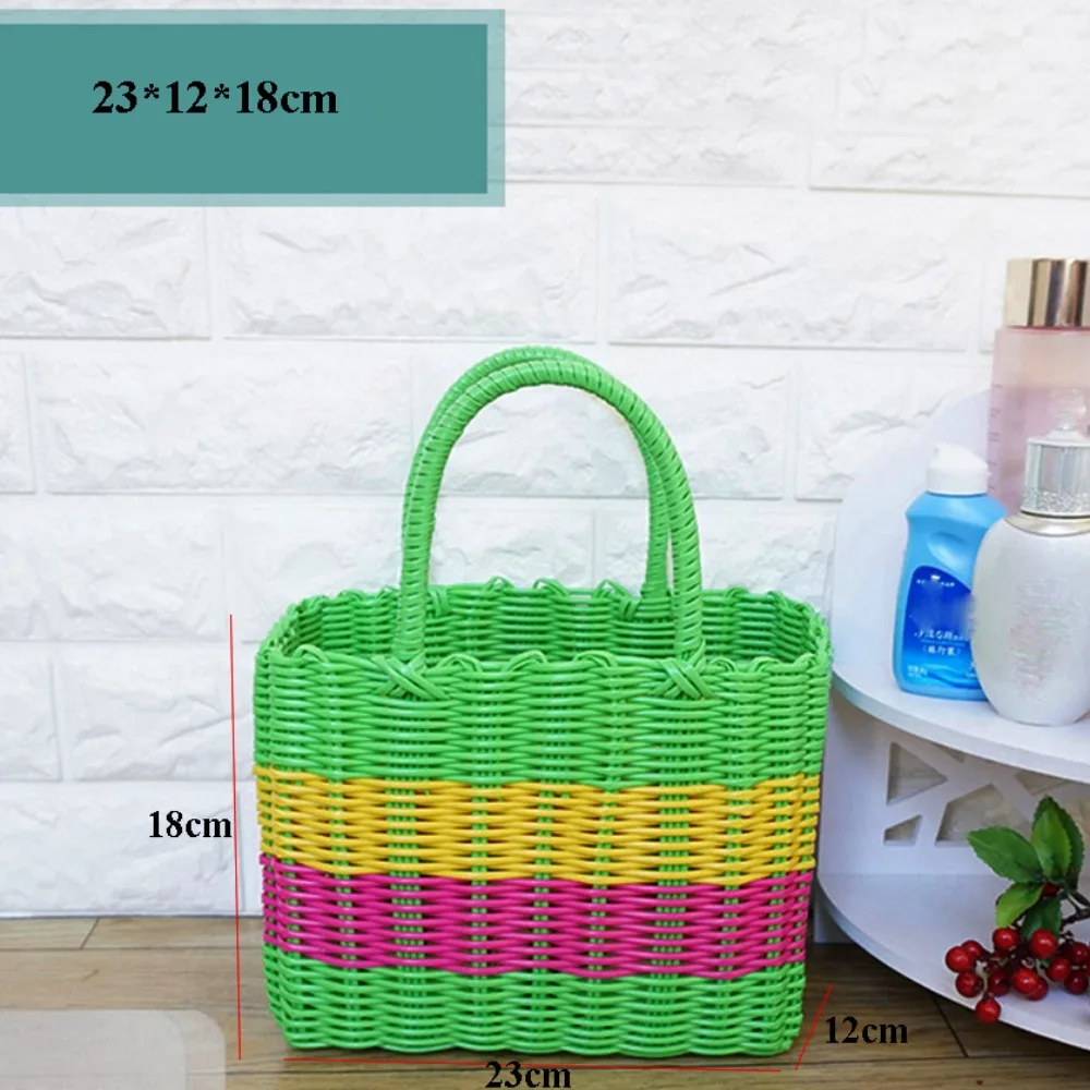 Rattan Woven Handmade Wicker Shopping Basket Multicolors 24*14*18cm/23*12*18cm Home Vegetable Fruit Packing PE