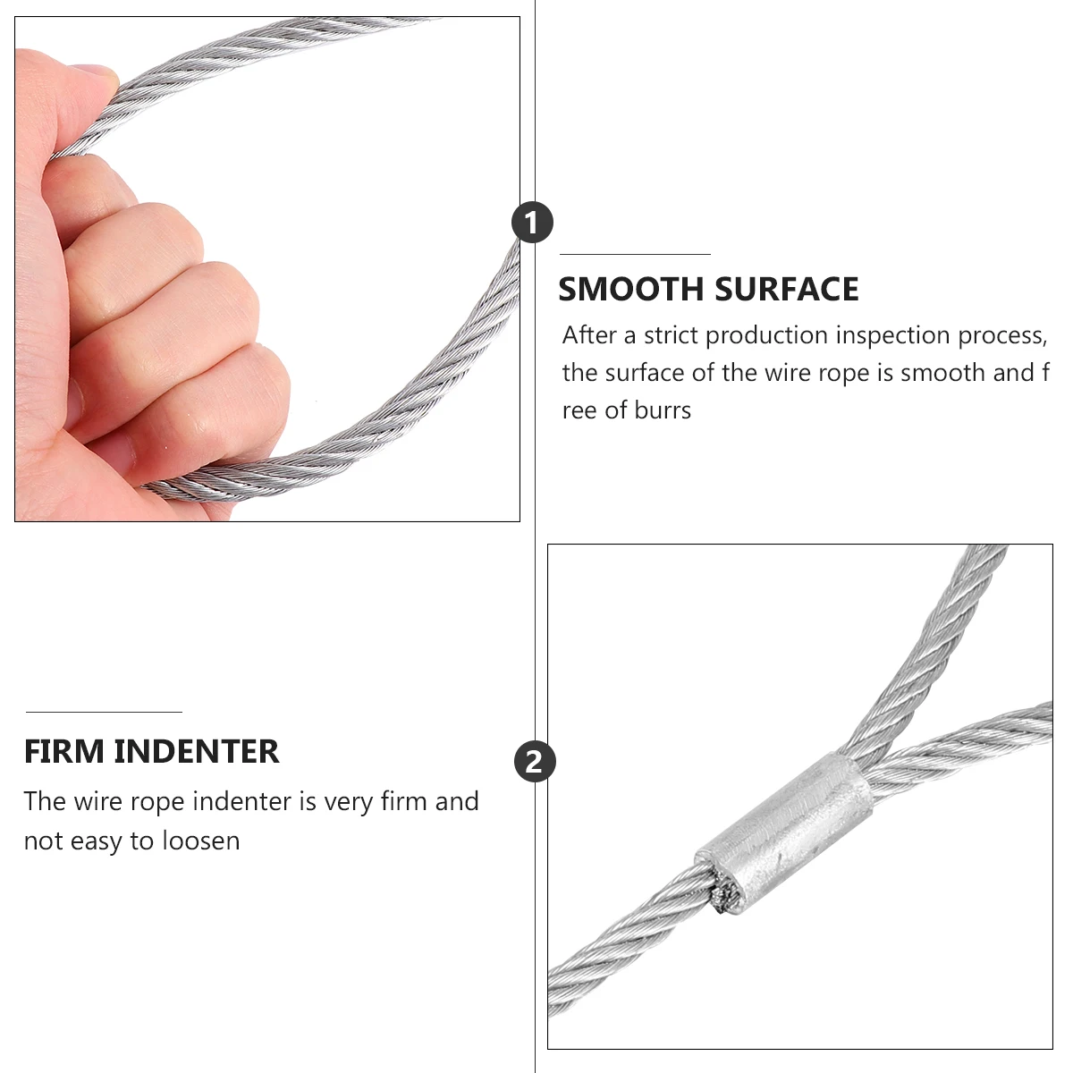 

Steel Wire Rope Sling Lanyard Cable Tether Strong Braided Double Loops Safety Strap Vince Covering Scratch Prevention