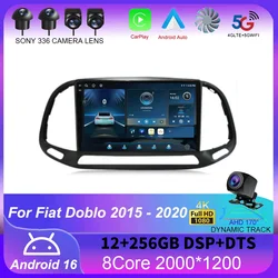 Android 16 For Fiat Doblo 2015 2016 2017 2018 2019 2020 GPS Car Radio Multimedia Video Player Stereo Navigation Wifi 360 Camera