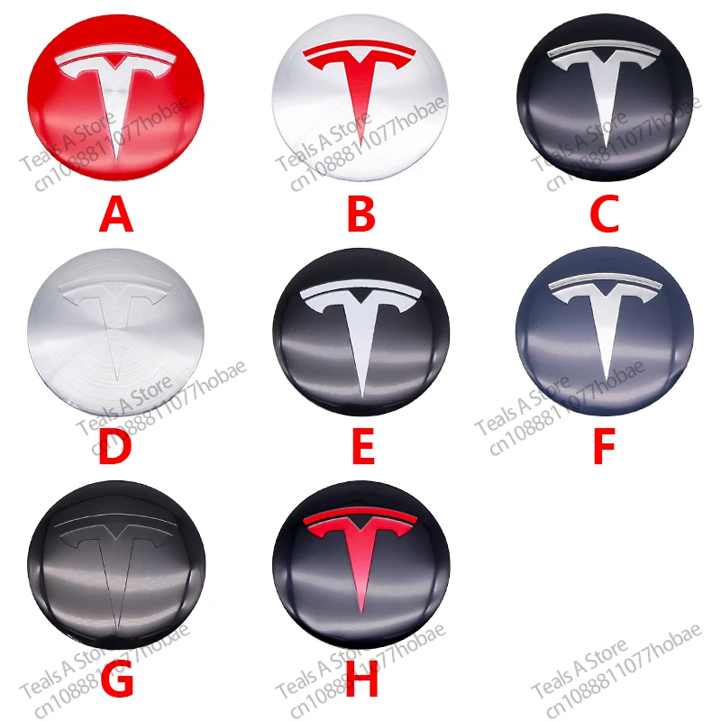 4pcs 56mm 65mm Car Wheel Hub Center Caps Emblem Stickers for Tesla Model 3 Y S X Roadster P75D P85D P90D P100D Auto Accessories