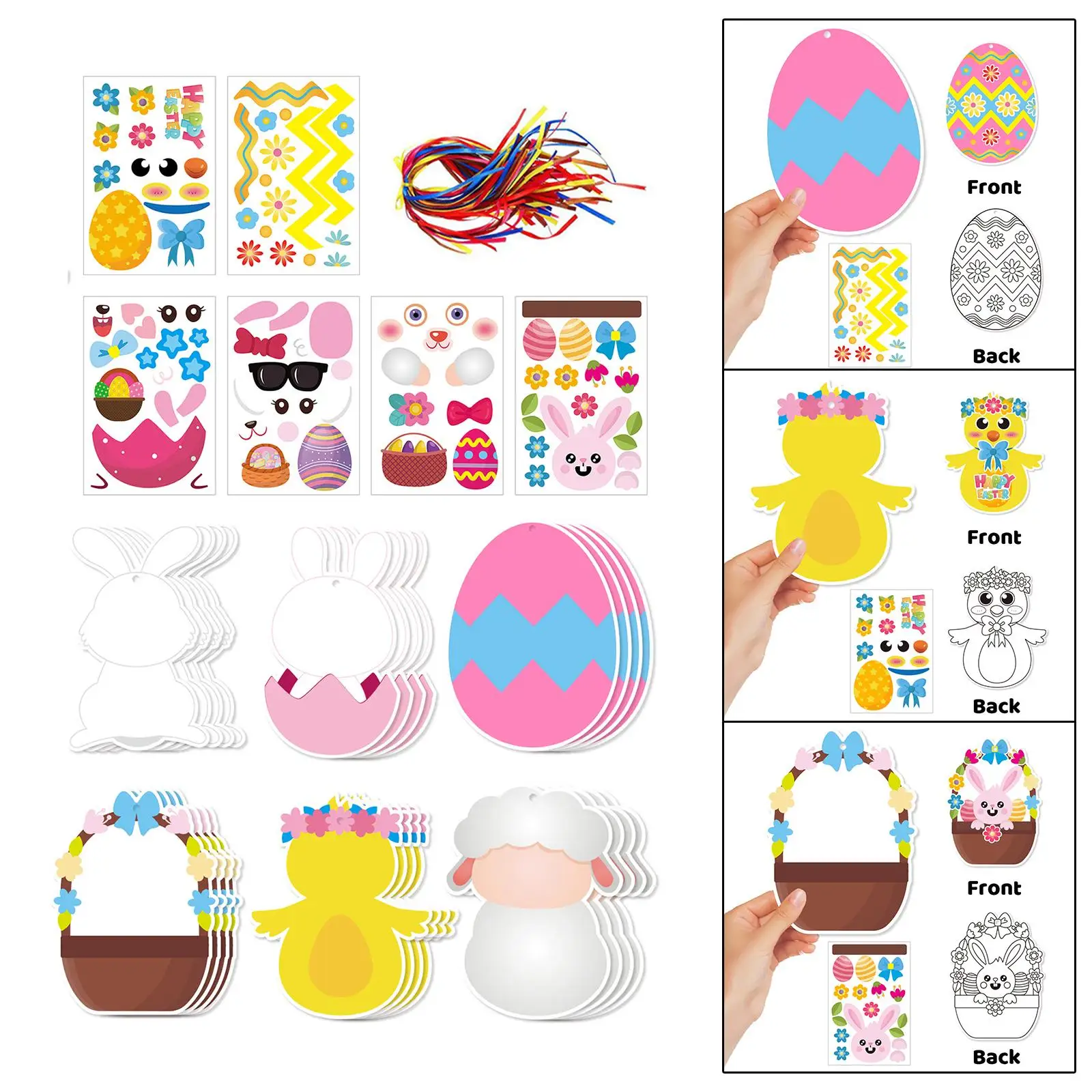 Juego de pegatinas de Pascua para hacer tu propia cara, pegatinas decorativas, decoración de Pascua