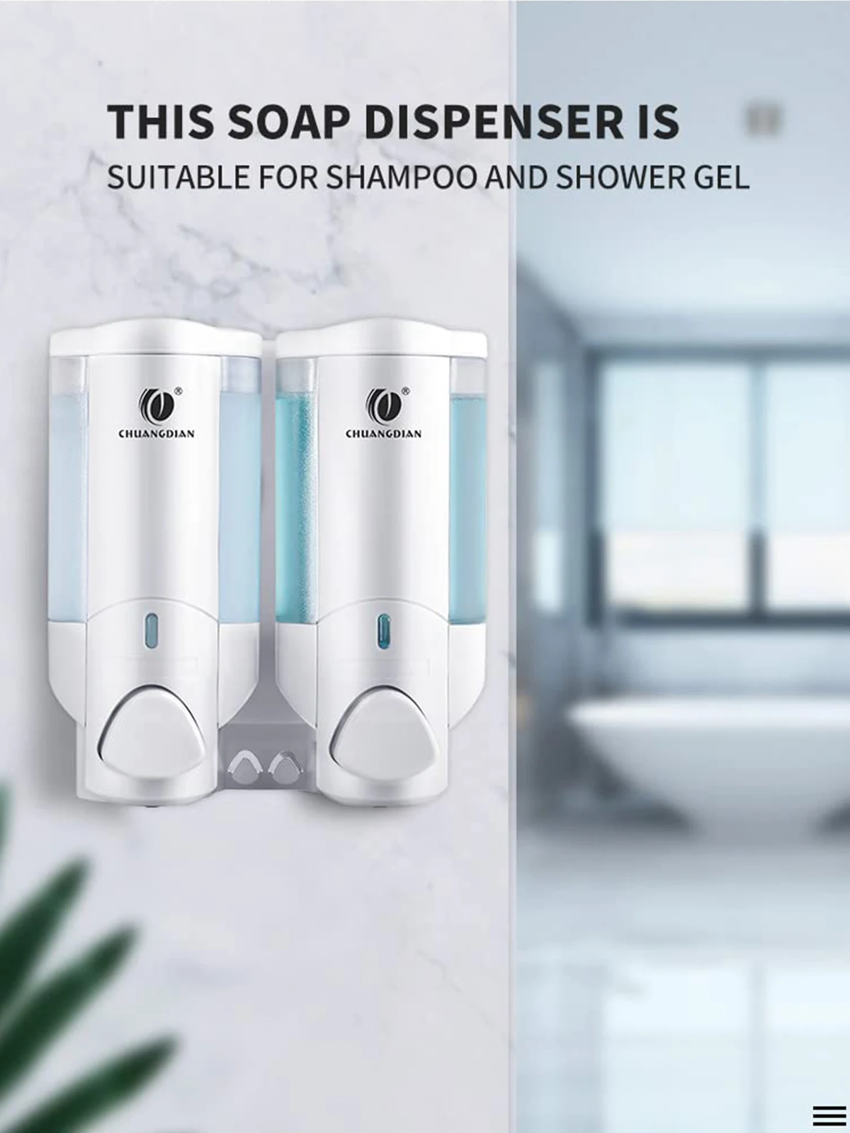 Soap Dispenser Bathroom Wall Mount Shampoo and Conditioner Dispenser Kitchen Sink Dish Soap Dispenser Hand Body Wash Container