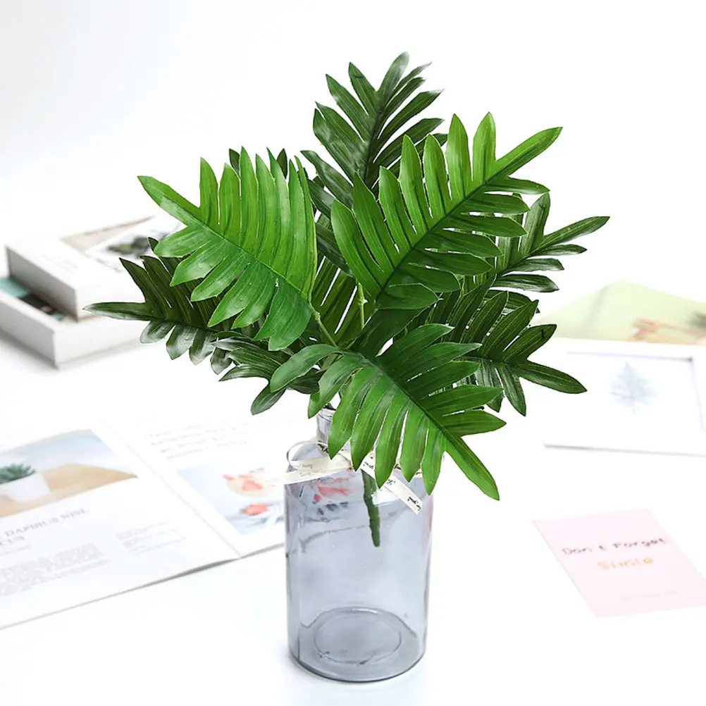 

2pcs Artificial Plant Decor Realistic Leaf Branch Flower Arrangement 9 Fork Green Ornament For Home Office Bedroom Decoration
