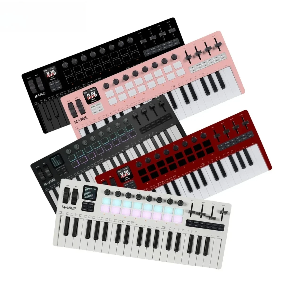 37 Key MIDI Controller For WINDOWS MAC IOS Android​ w/ Built-in Synth Engine 16 RGB Pads 8 Knobs+4 M-VAVE SMK-37 PRO Keyboard