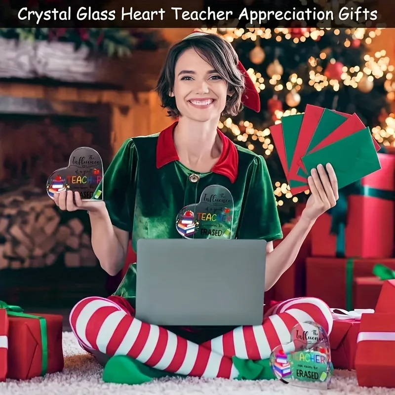 1pc,Thanks to Teacher Appreciation Present Heart Acrylic Keepsake and Paperweight Plaque from Student for Graduation Last Day