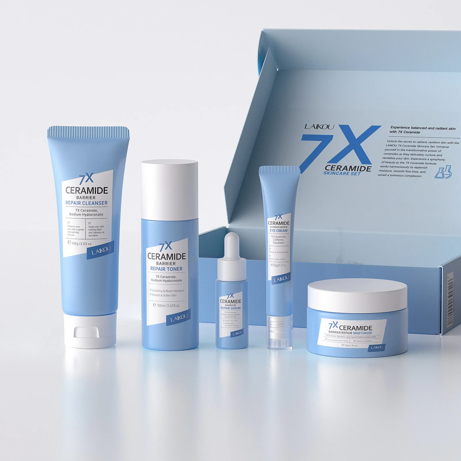 

Набор для ухода за кожей LAIKOU Korean Ceramide, 5 предметов, подарочный набор для ухода за лицом, для сухой и чувствительной кожи, увлажнение, восстановление барьера, полный комплекс ухода.