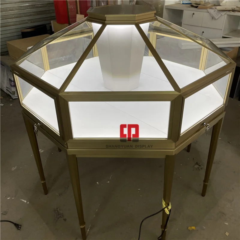 Tienda de joyería de lujo, muebles de exhibición de Metal y acero inoxidable, escaparate de vidrio, vitrina de joyería, fábrica de personalización