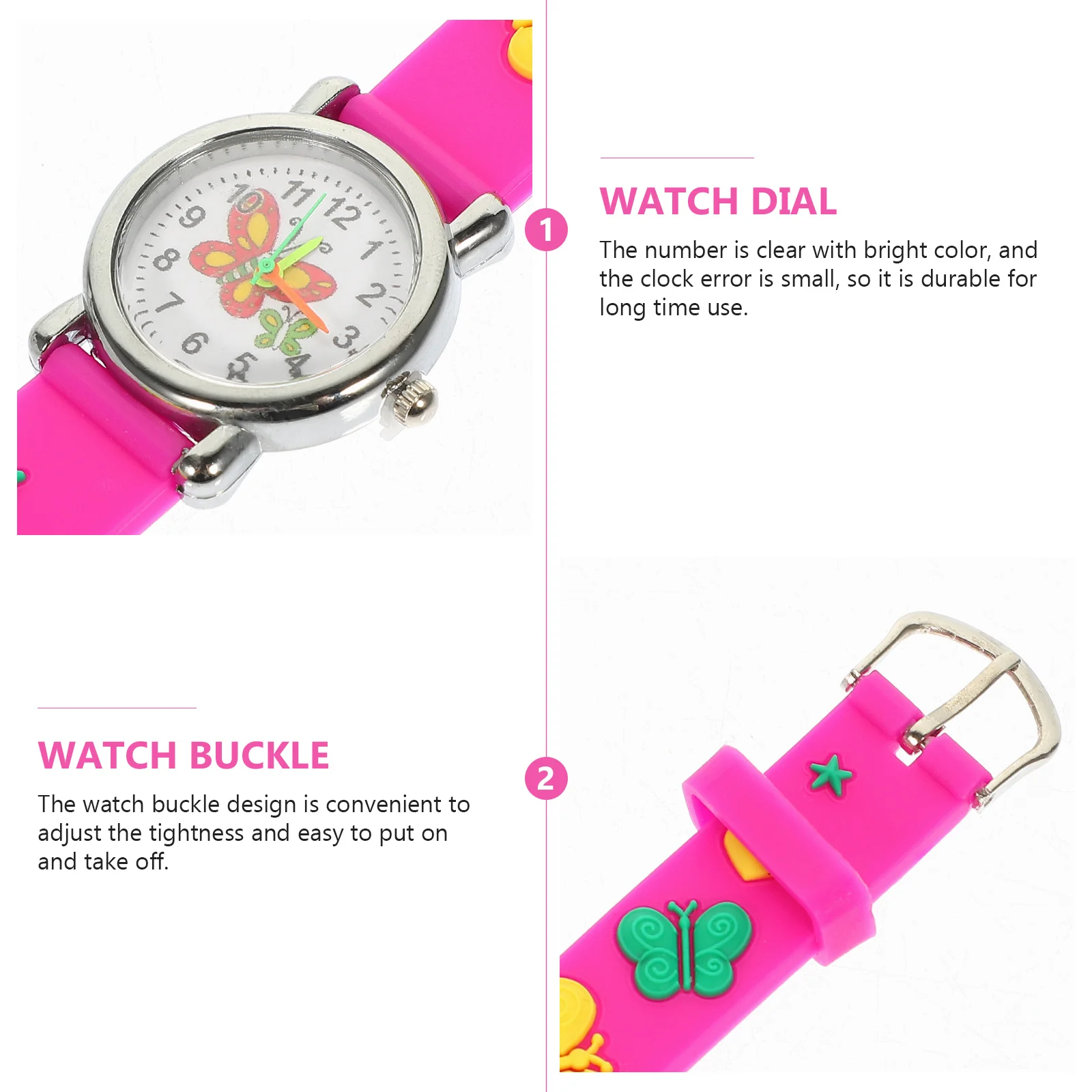 Butterflies Cartoon Kids Watch Adjustable Comfortable Strap Accurate Movement Girls Wristwatch Lovely Gift for Children Students