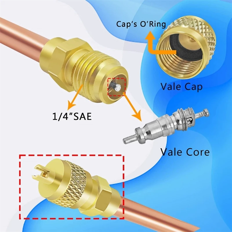 1/4SAE HVAC Service Filling Access Valves Conditioner Check 5 Pair Drop Shipping