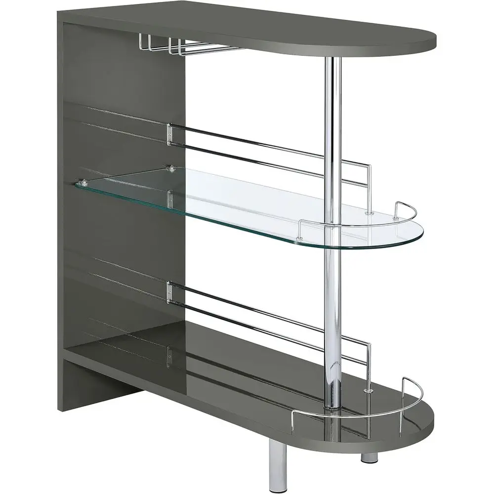 

Modern 2-Tier Home Bar Table in Grey High Gloss Finish