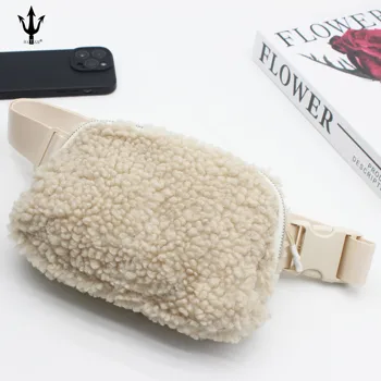 HATTZI Sherpa Gürtel tasche für Frauen Teddy Stof Unisex - Fuzzy tägliche Taille Umhängetasche mit verstellbarem Riemen