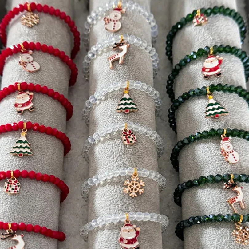 10pcs/lot Christmas Alloy Enamel Pendants Cute Cartoon Santa Claus Xmas Charms For Jewelry Making DIY Earrings Bracelet Necklace
