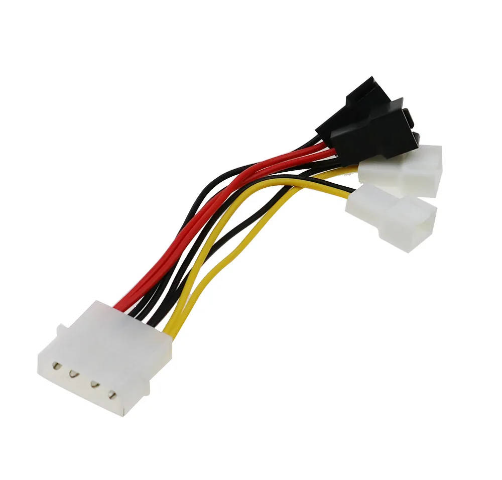 2pc 4-Pin Molex To 3-Pin Fan Power Cable Adapter Connector 12V Computer Cooling Fan Cables For CPU PC Case Fan