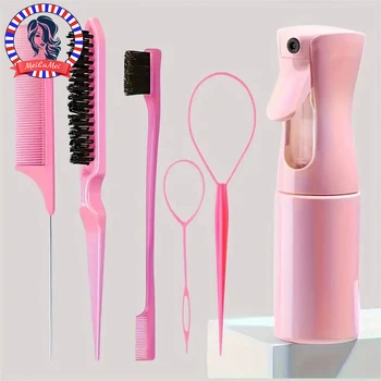 헤어 브러시 세트, 헤어 스프레이 병, 헤어 브레이딩 루프, 쥐 꼬리 빗, 놀리는 헤어 브러시, 가장자리 제어 헤어 브러시, 세트당 6 개