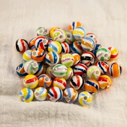 10mm Hand-Painted Ceramic Beads with Abstract Art Design for Jewelry Making Handcrafted Colorful Z817