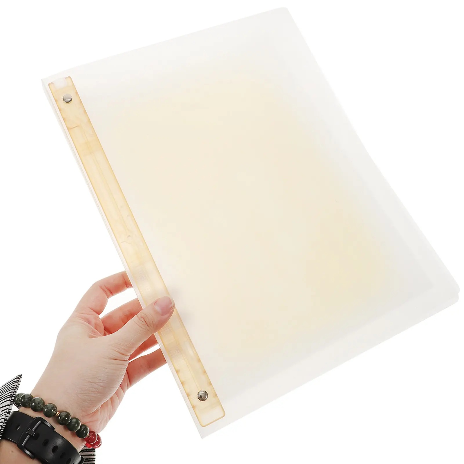 

A4 Loose Leaf Book Cover Heavy Duty Tear Resistant Notepad Protector with Button Closure Lightweight Portable Folder for Office