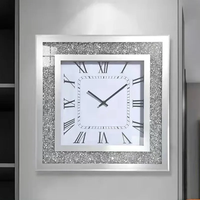 Modern Diamond Wall Clock Silent Silent Creative Luxury Mirror Diamond Wall Clocks Bedroom Living Room Decoration Gift Ideas