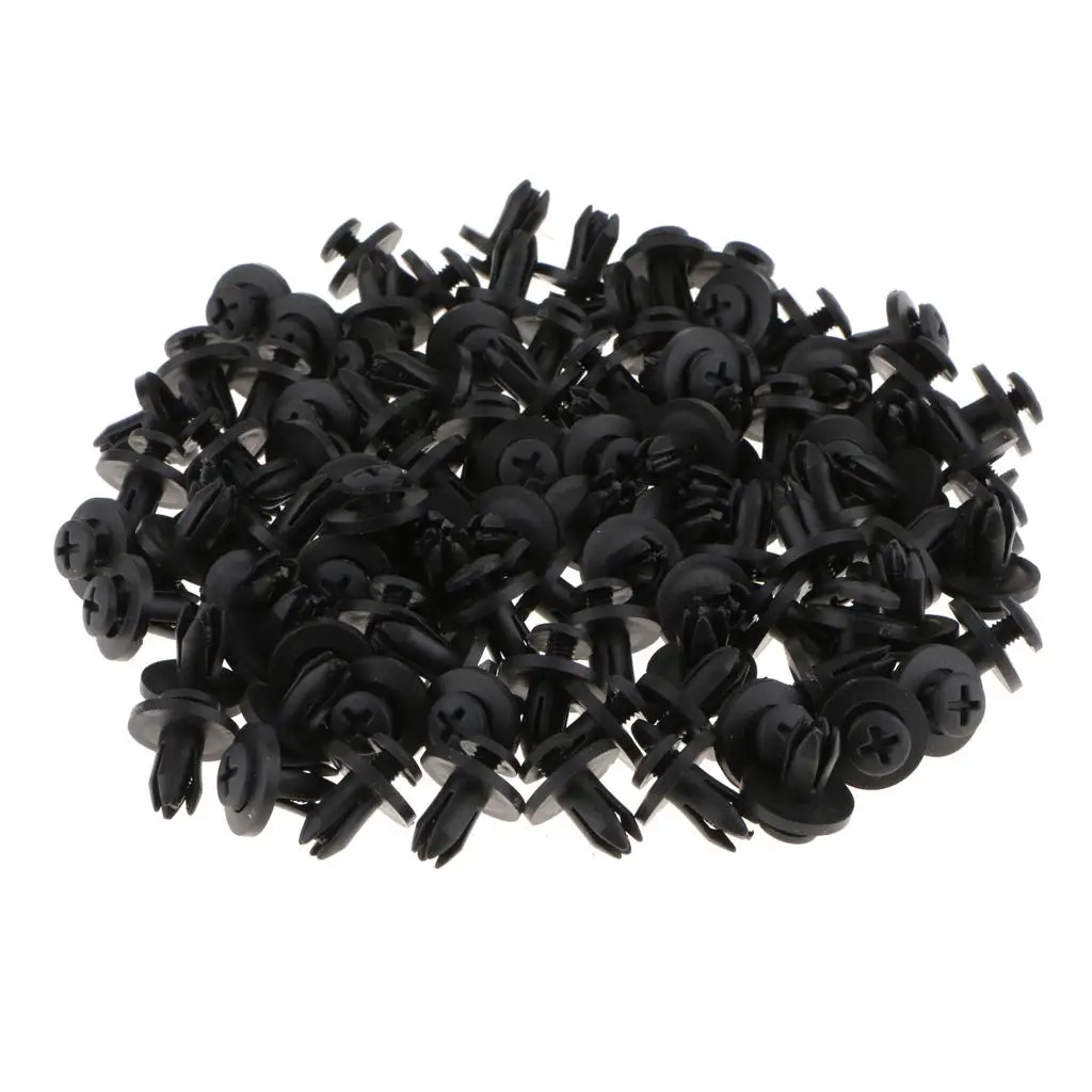 100Pcs Plastic Rivets Car Bumper Clips Door Panel Screws 6mm Hole Dia