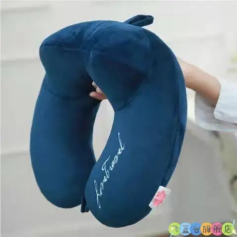 

Memory Foam Neck Pillow Portable Travel U-Shaped Pillow Airplane Sleep Aid Car Ride Neck Support Blue Valley Brand