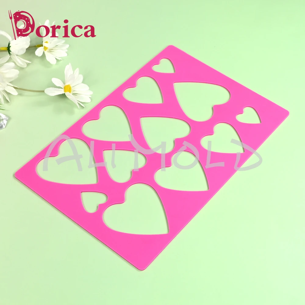 Love Heart Silicone Chocolate Chablon Molds Cookie Stencil Mould Valentine Cake Decorating Tools Kitchen Bakeware Accessories