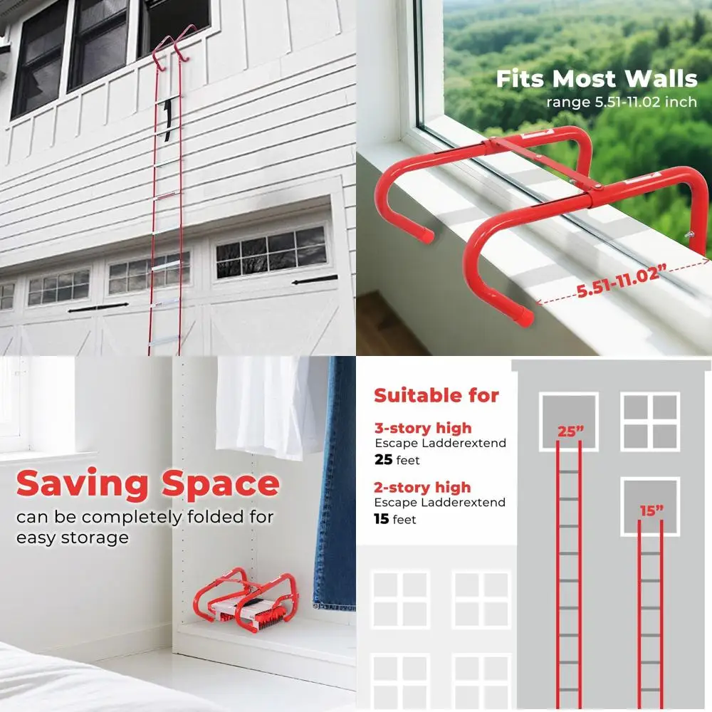 

15-футовая широкоступенчатая 2-этажная портативная пожарная лестница с V-образной поддержкой