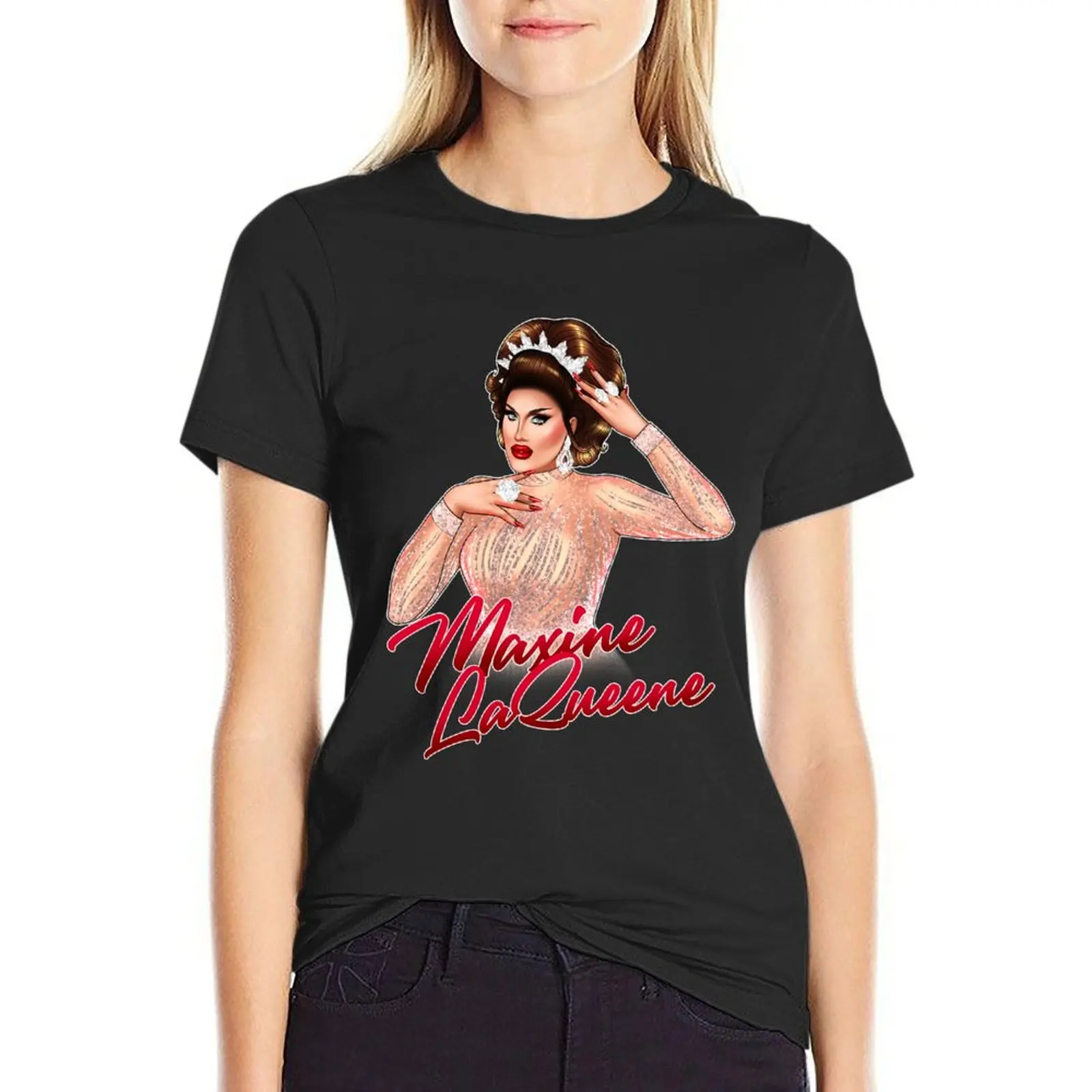 

Maxine Pageant Goddess Print T-Shirt blanks animal prinfor new edition summer blouses woman 2025