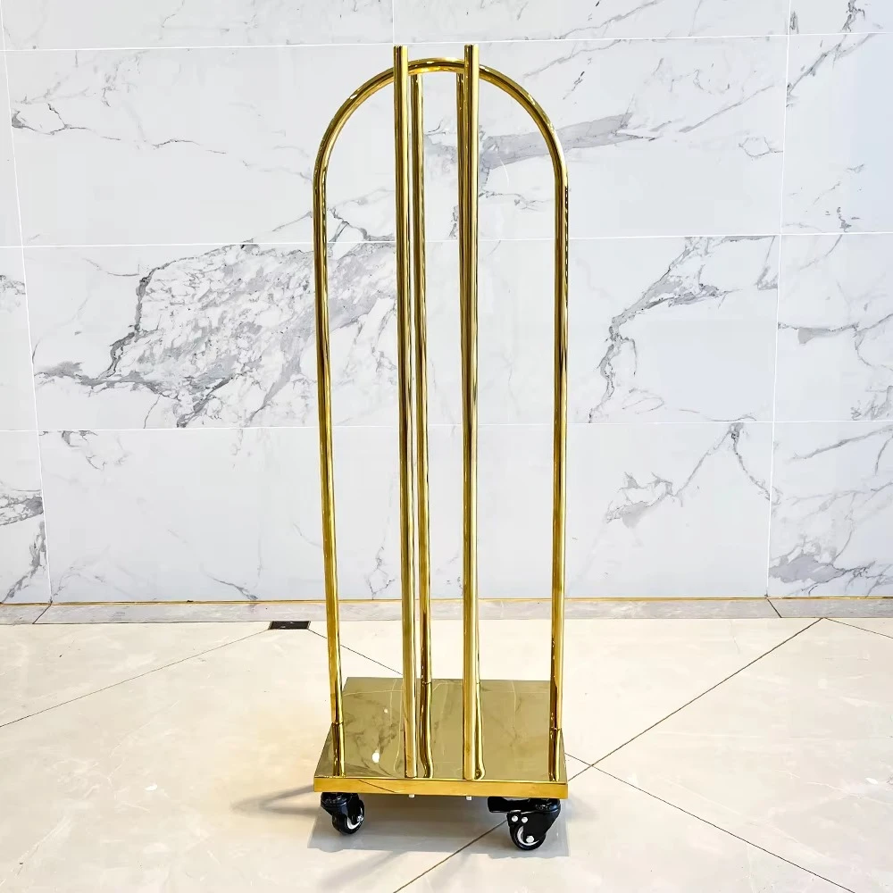 Custom Boutique Stainless Steel Gold Metal Hanger Organizer Clothes Hanger Storage Rack With Wheels