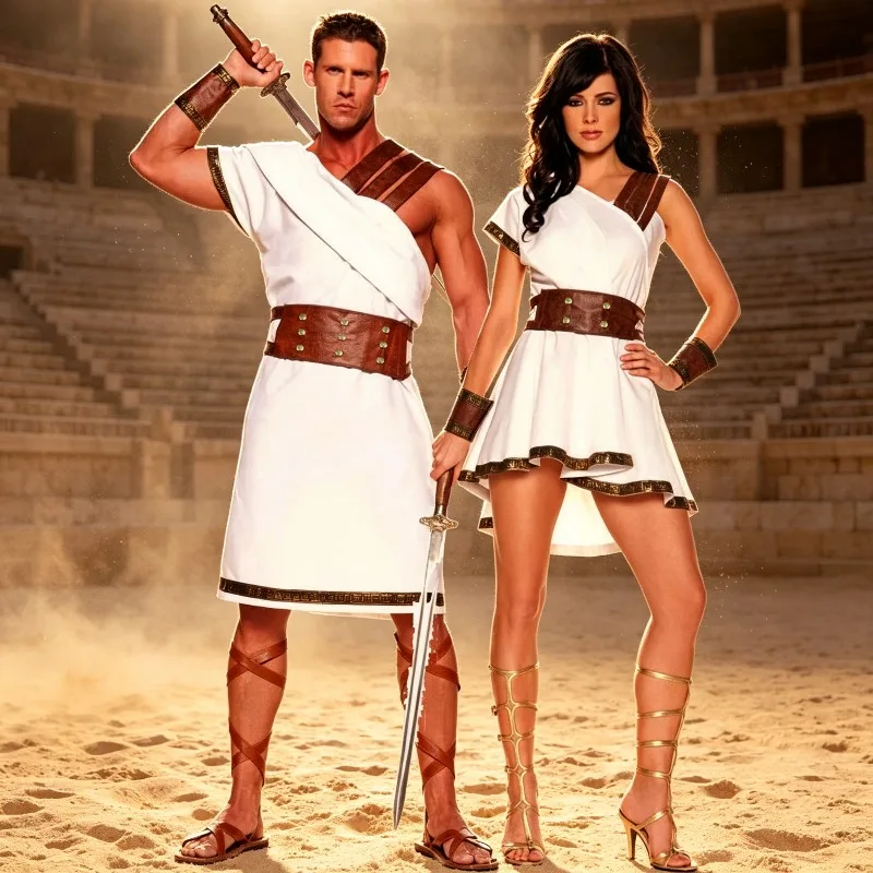 Accesorios de Disfraz, Traje de Cosplay para Parejas, Hombres y Mujeres, Traje de Soldado Romano Antiguo y Caballero Griego para Fiesta de Halloween