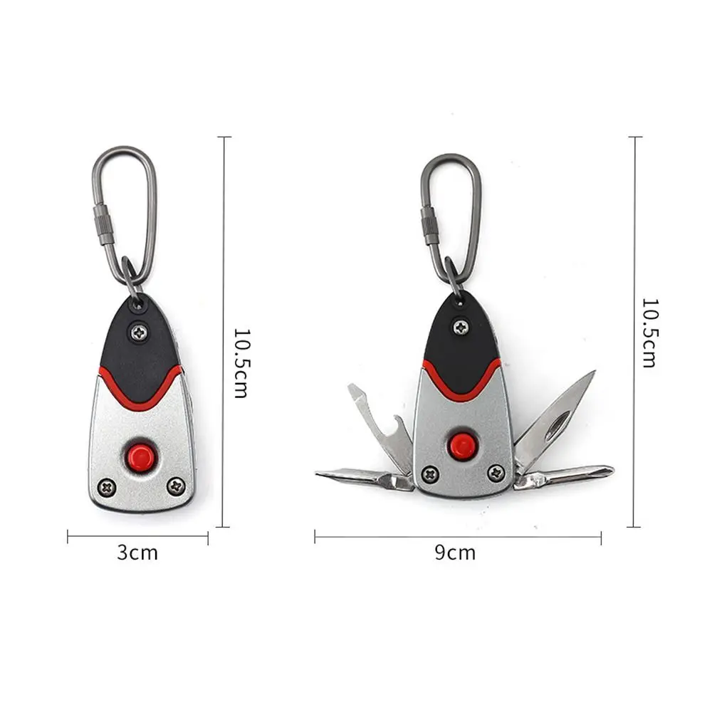 Portable 6-in-1 Folding Mini Screwdriver with LED Flashlight Camping Hiking Gears Kit Keychain Knife Repair Tools Bottle Opener