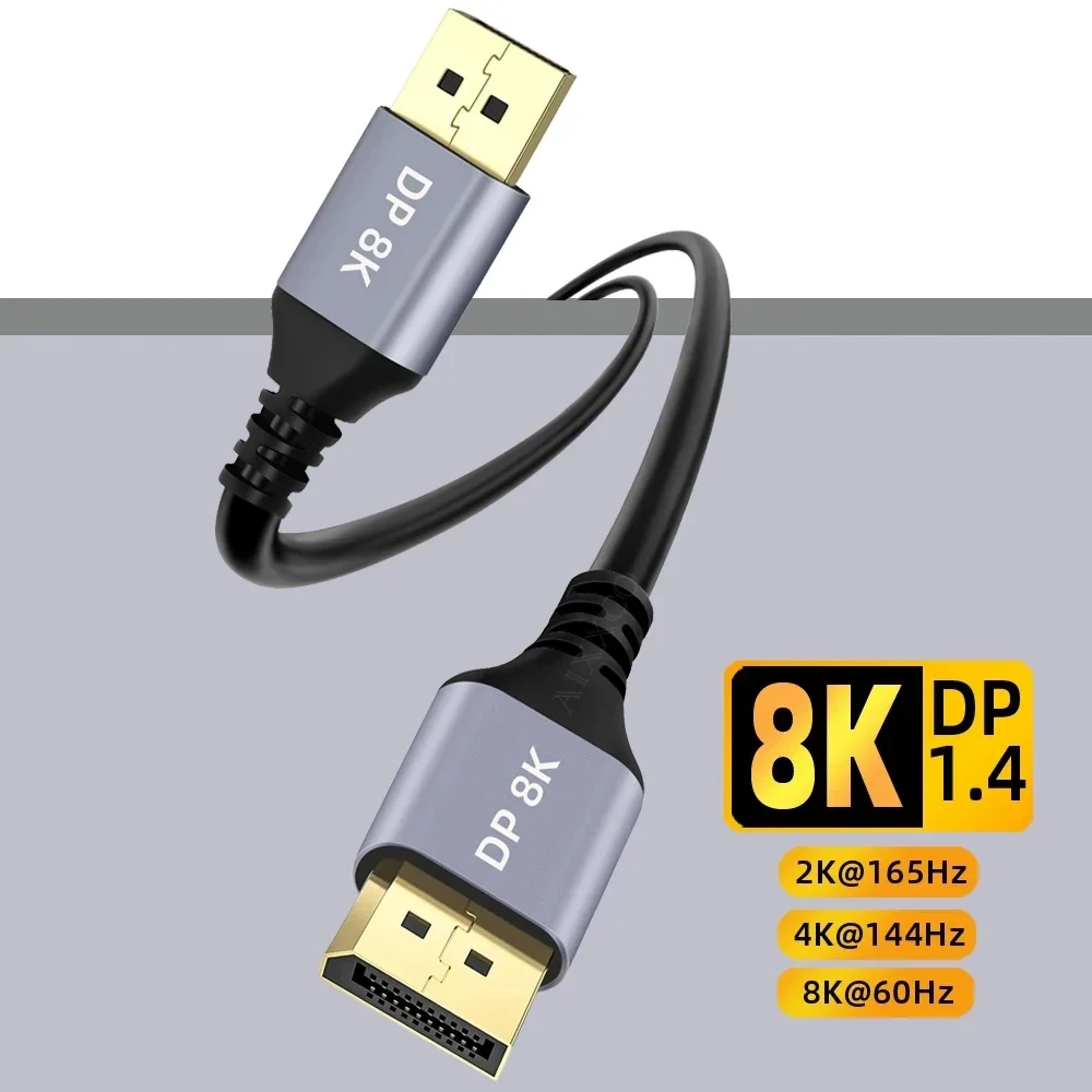 Thin Light Flexible DisplayPort DP1.4 8K@60Hz 4K@144Hz 32Gbps Video Audio Cable for Laptop PC Xbox Series Monitor Game Display