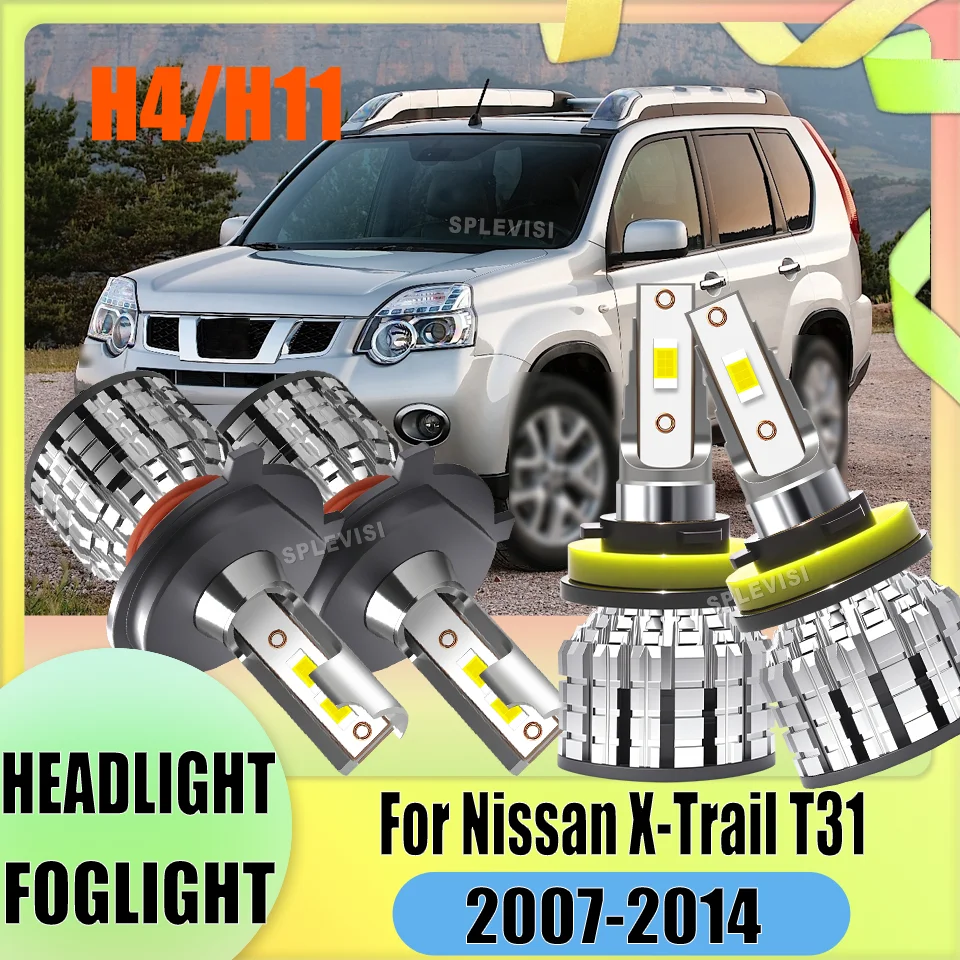 

6000K Headlight Foglight Long-Lasting H4 H11 For Rainy Conditions For Nissan X-Trail T31 2007 2008 2009 2010 2011 2012 2013 2014