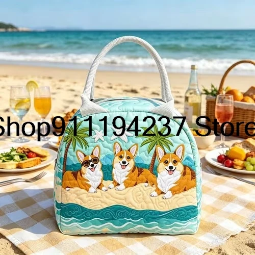 Quilted Lunch Box for Women,Coquette Aesthetic Lunch Box for Teen Girls,Cute Ocean Lunch Bags