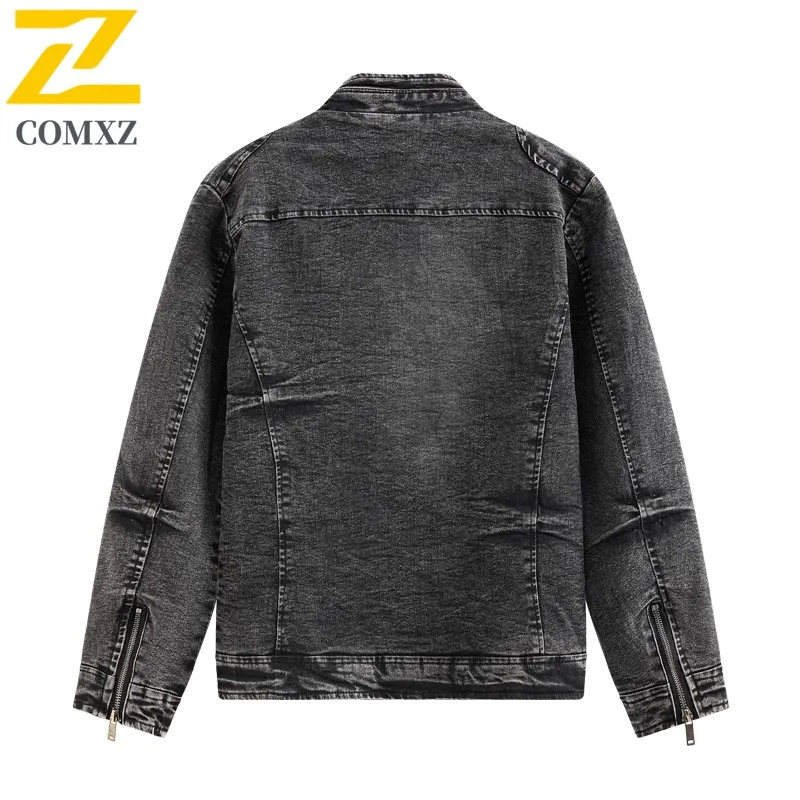 COMXZ trendy American jacket with a motorcycle style exudes sense of high-end fashion in autumn and is a retro men cotton jacket