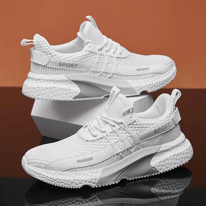 New men's High-top Sports Shoes Outdoor Running Flat Walking Shoes Casual Shoes Jogging Comfortable White Shoes Fashion Light